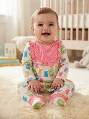 Pete + Lucy 6-9M Gummy Bear Print Romper